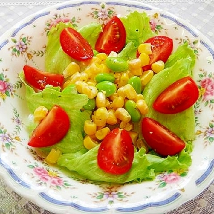 枝豆コーンレタスのサラダ
